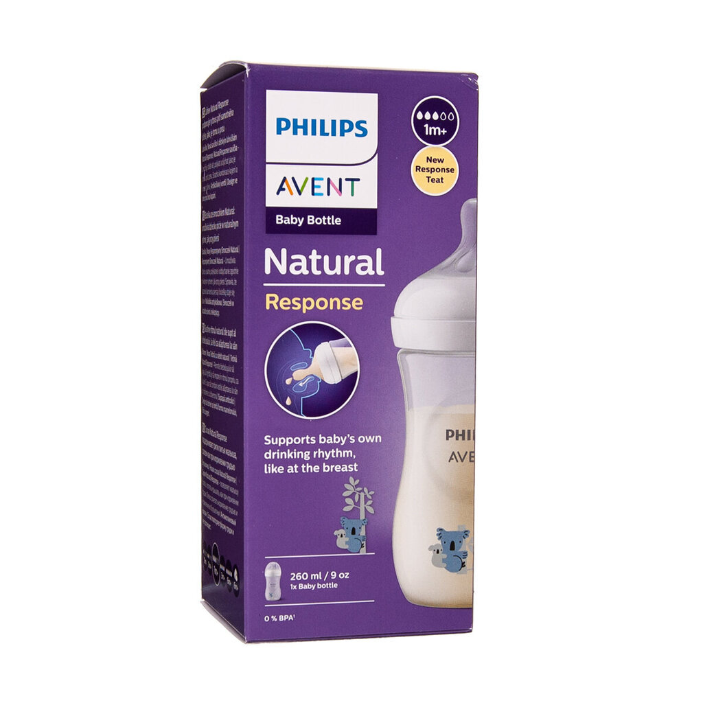 Pudel Philips Avent Natural Response Koala SCY903/67, 1+ kuud, 260 ml цена и информация | Lutipudelid ja aksessuaarid | kaup24.ee