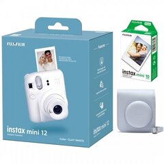 Fujifilm Instax Mini 12, Clay white + Instax Mini Glossy (10 tk.) + Originaal ümbris hind ja info | Fujifilm Mobiiltelefonid, foto-, videokaamerad | kaup24.ee