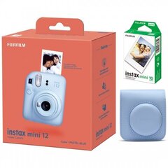 Fujifilm Instax Mini 12, Pastel Blue + Instax Mini Glossy (10 шт.) + Оригинальный чехол цена и информация | Фотоаппараты мгновенной печати | kaup24.ee