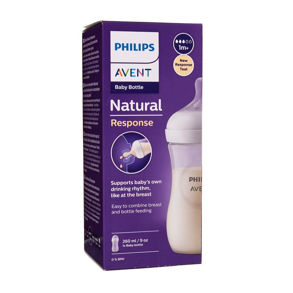Pudel Philips AVENT Natural SCY903/01, 1+ kuud, 260 ml hind ja info | Lutipudelid ja aksessuaarid | kaup24.ee