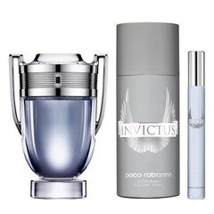 Набор Paco Rabanne Invictus для мужчин: туалетная вода EDT, 100 мл + 10 мл + спрей-дезодорант, 150 мл цена и информация | Мужские духи | kaup24.ee