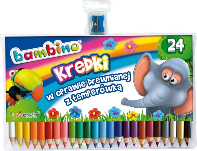 Värvilised pliiatsid Bambino teritajaga, 24 tk цена и информация | Kunstitarbed, voolimise tarvikud | kaup24.ee