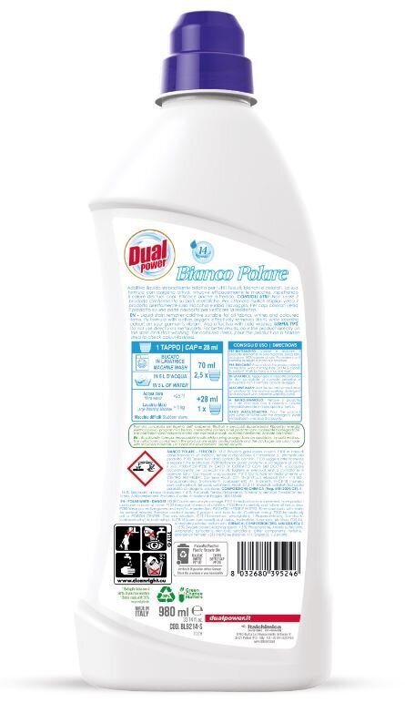 Dual Power vedel plekieemaldaja aktiivse hapnikuga Polar White, 980 ml цена и информация | Pesuvahendid | kaup24.ee