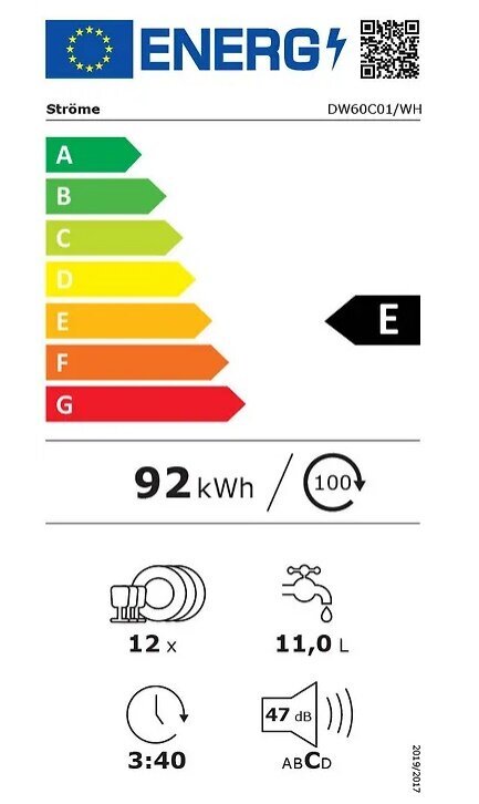 Ströme DW60C01/WH цена и информация | Nõudepesumasinad | kaup24.ee