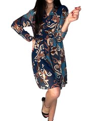 Kleit elastse vöökohaga - Estee Brown Paris, sinise mustriga hind ja info | Kleidid | kaup24.ee