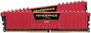 Corsair Vengeance LPX DDR4, 8 ГБ (2x4 ГБ), 2666 МГц, CL16, красный (CMK8GX4M2A2666C16R) цена и информация | Оперативная память (RAM) | kaup24.ee