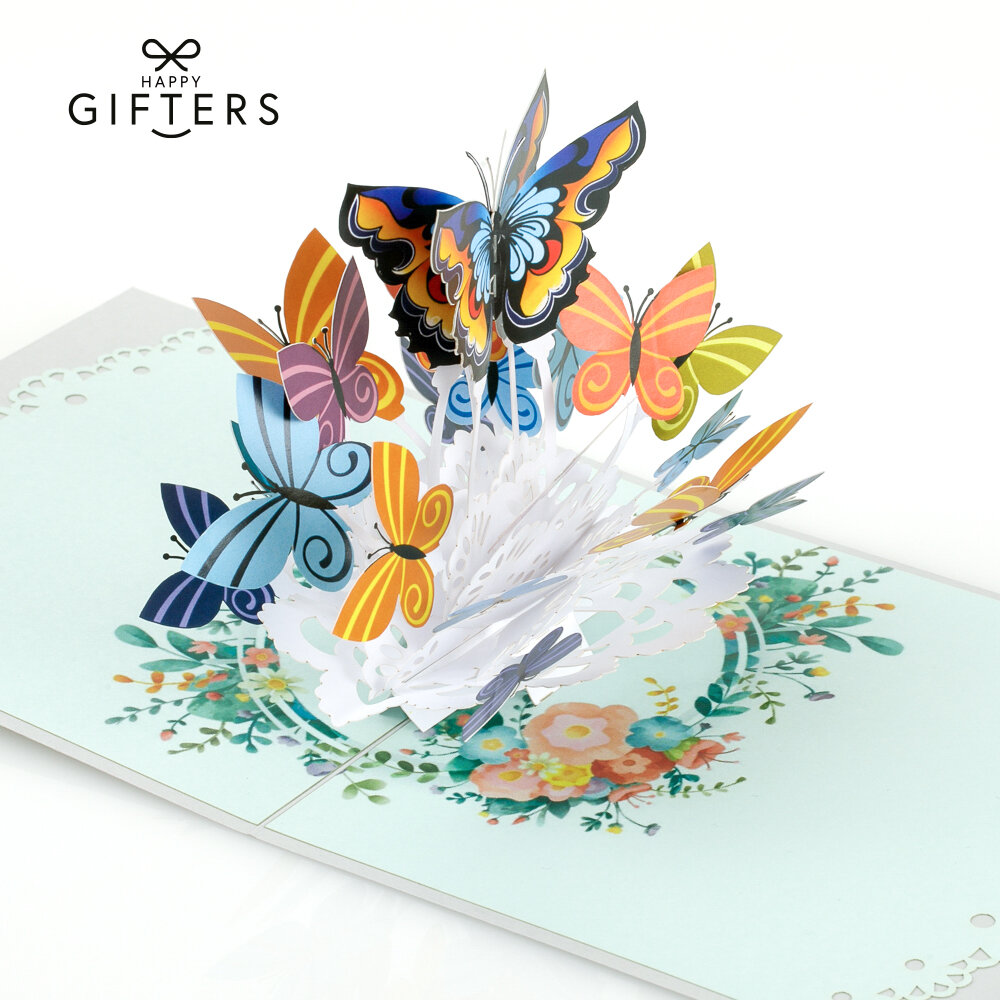 3D pühadekaart "Liblikad" Happy Gifters, käsitsi valmistatud 15x15cm цена и информация | Ümbrikud, postkaardid | kaup24.ee