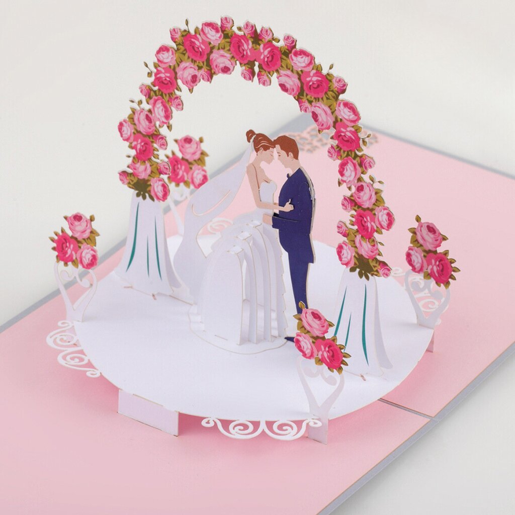 3D pidulik pulmakaart "Noorpaar" Happy Gifters, käsitsi valmistatud 15x15cm hind ja info | Ümbrikud, postkaardid | kaup24.ee