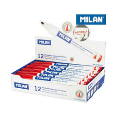 Маркер для белой доски Milan, 12 шт., красный цена и информация | Канцелярские товары | kaup24.ee