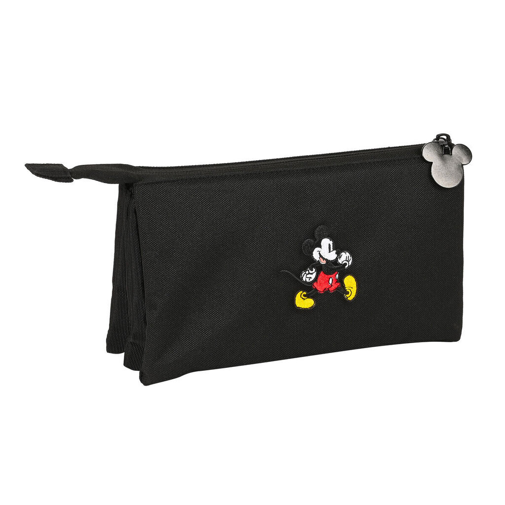 Kolme tõmblukuga pliiatsikarp Mickey Mouse Clubhouse Premium Must (22 x 12 x 3 cm) цена и информация | Pinalid | kaup24.ee