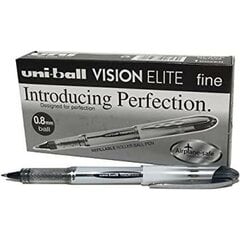 Liquid ink ballpoint pen Uni-Ball Vision Elite UB-200 Чёрный 12 штук цена и информация | Письменные принадлежности | kaup24.ee