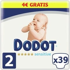 Одноразовые подгузники Dodot Sensitive T2 4-8 кг, 39 шт. цена и информация | Пеленки | kaup24.ee