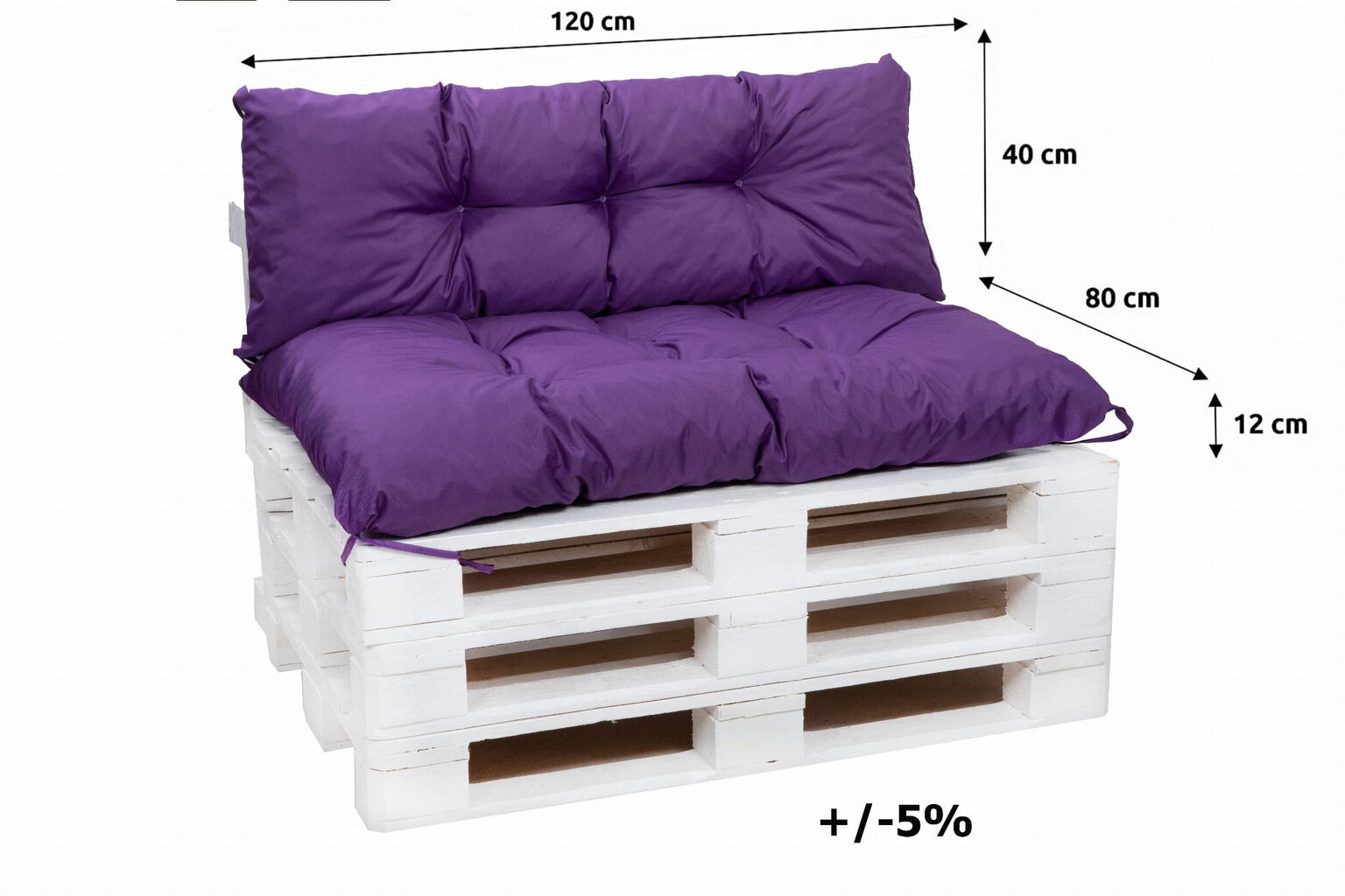 Kaubaaluste mööblipadjad 120x80cm iste ja seljatugi 120x40cm; lilla hind ja info | Toolipadjad ja -katted | kaup24.ee