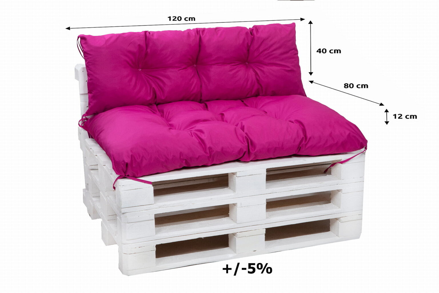 Kaubaaluste mööblipadjad 120x80cm iste ja seljatugi 120x40cm; roosa hind ja info | Toolipadjad ja -katted | kaup24.ee
