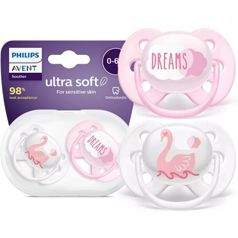 Lutt Philips Avent Ultra Soft SCF222/02, 0-6 kuud, 2 tk hind ja info | Lutid | kaup24.ee