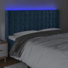 vidaXL LED-voodipeats, tumesinine, 163x16x118/128 cm, samet цена и информация | Кровати | kaup24.ee