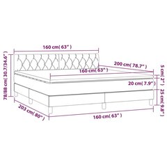 vidaXL kontinentaalvoodi madratsiga, must, 160x200 cm, samet hind ja info | Voodid | kaup24.ee