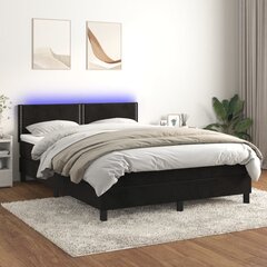 vidaXL kontinentaalvoodi madratsi ja LEDiga, must, 140x190 cm, samet цена и информация | Кровати | kaup24.ee