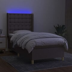 vidaXL kontinentaalvoodi madratsi ja LEDiga, pruunikas, 100x200 cm, kangas цена и информация | Кровати | kaup24.ee