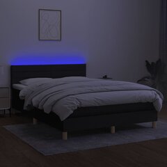 vidaXL kontinentaalvoodi madratsi ja LEDiga, must, 140x190 cm, kangas цена и информация | Кровати | kaup24.ee