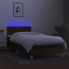 vidaXL kontinentaalvoodi madrats ja LED, tumepruun, 90x190 cm, kangas hind ja info | Voodid | kaup24.ee