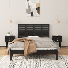 vidaXL seinale kinnitatav voodipeats, must, 146x3x63 cm, männipuit цена и информация | Кровати | kaup24.ee