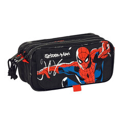 Тройной пенал Spiderman Hero, чёрный, 21.5 x 10 x 8 cм цена и информация | Пеналы | kaup24.ee