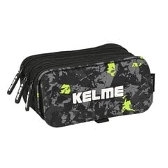 Тройной пенал Kelme Jungle, чёрный / серый / лимонный (21.5 x 10 x 8 см) цена и информация | Пеналы | kaup24.ee