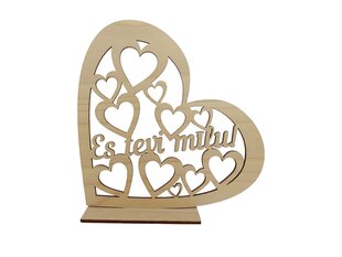 Puidust nikerdatud dekoratiivne süda kirjaga “Es tevi mīlu!” hind ja info | Muud kingitused | kaup24.ee