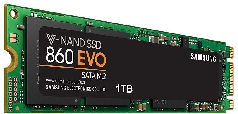 SSD 1TB Samsung 860 Evo M.2 2280 SATA3 (MZ-N6E1T0BW) цена и информация | Sisemised kõvakettad (HDD, SSD, Hybrid) | kaup24.ee