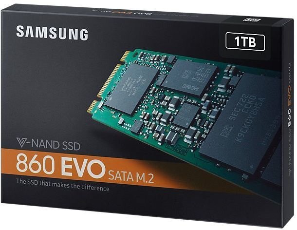 SSD 1TB Samsung 860 Evo M.2 2280 SATA3 (MZ-N6E1T0BW) цена и информация | Sisemised kõvakettad (HDD, SSD, Hybrid) | kaup24.ee