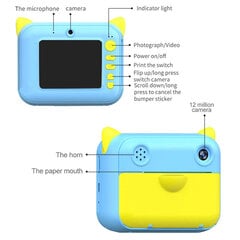 Фотоаппарат мгновенной печати с экраном и принтером, детская камера цена и информация | Фотоаппараты мгновенной печати | kaup24.ee