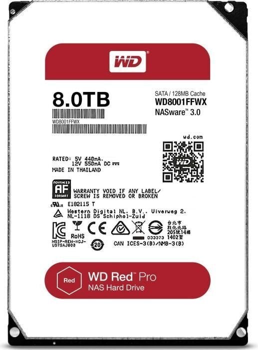 Western Digital WD Red Pro 8TB SATA3 цена и информация | Sisemised kõvakettad (HDD, SSD, Hybrid) | kaup24.ee