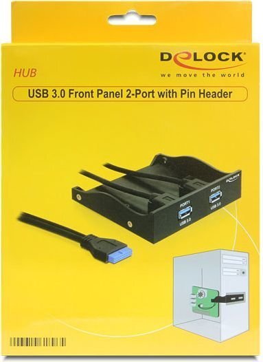 Delock 2 ports Front Panel USB 3.0 with internal 19 pin head connector (61896) цена и информация | Lisatarvikud korpustele | kaup24.ee