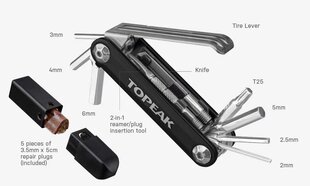 Комбинированный ключ Topeak Tubi 11, 11 функций цена и информация | Инструменты, средства ухода для велосипеда | kaup24.ee