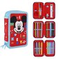 Kolmepoolne pinal Mickey Mouse 43 Tükid, osad Punane (12 x 19,5 x 6,5 cm) hind ja info | Pinalid | kaup24.ee