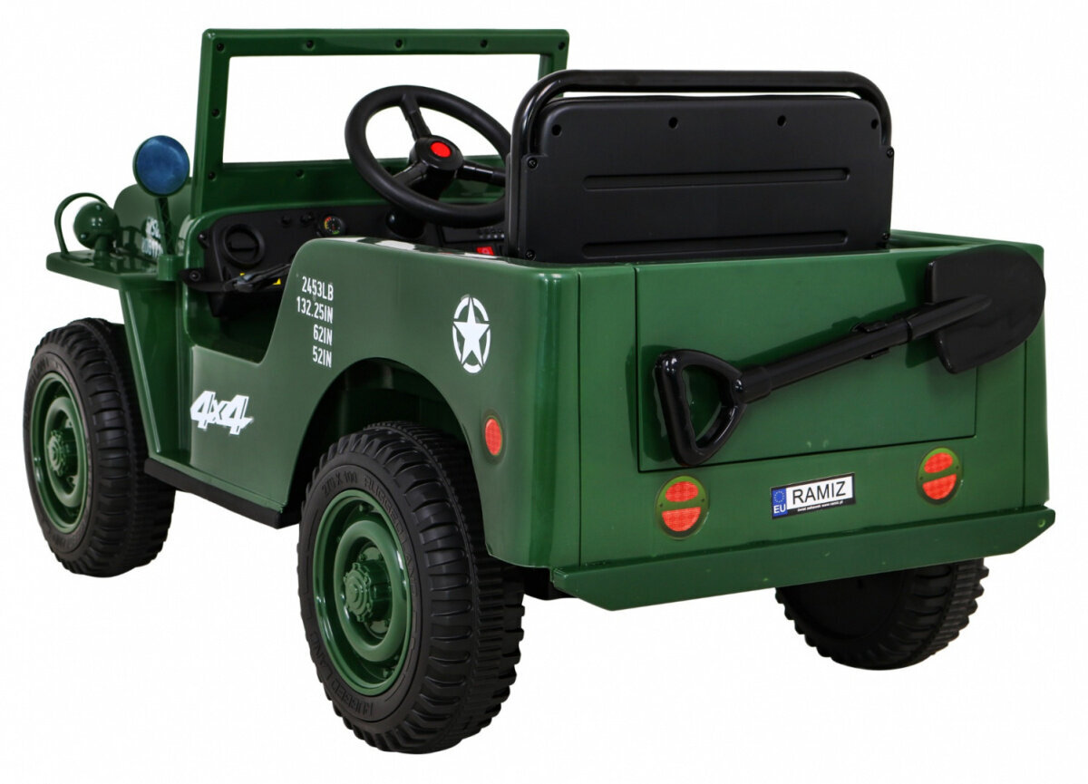 Retro Sõjaline ühekohaline elektriauto, roheline hind ja info | Laste elektriautod | kaup24.ee