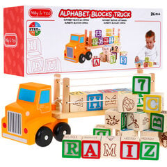 Puidust veoauto koos klotsidega hind ja info | Imikute mänguasjad | kaup24.ee