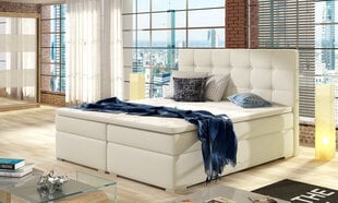 Кровать Inez, 180x200 см, искусственная кожа, кремового цвета цена и информация | Кровати | kaup24.ee