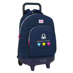 Школьный рюкзак с колесиками Benetton Love, синий, 33 x 45 x 22 см цена и информация | Школьные рюкзаки, спортивные сумки | kaup24.ee
