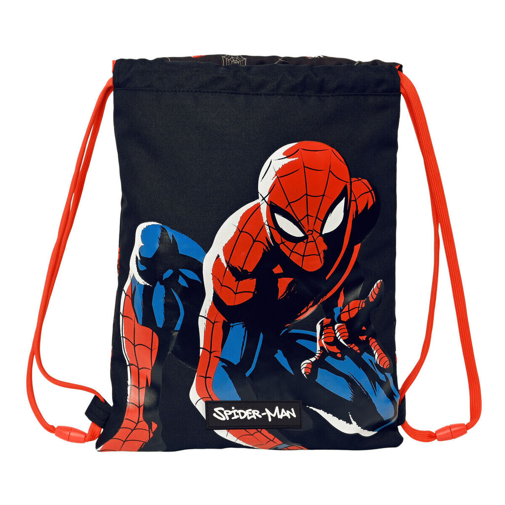 Paeltega kingikott Spiderman Hero Must (26 x 34 x 1 cm) цена и информация | Koolikotid, sussikotid | kaup24.ee