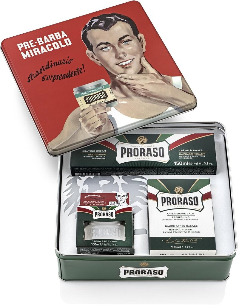 Raseerimiskomplekt Proraso Gino meestele: raseerimiseelne kreem 100 ml + raseerimiskreem 150 ml + raseerimisjärgne näopalsam 100 ml hind ja info | Raseerimisvahendid | kaup24.ee