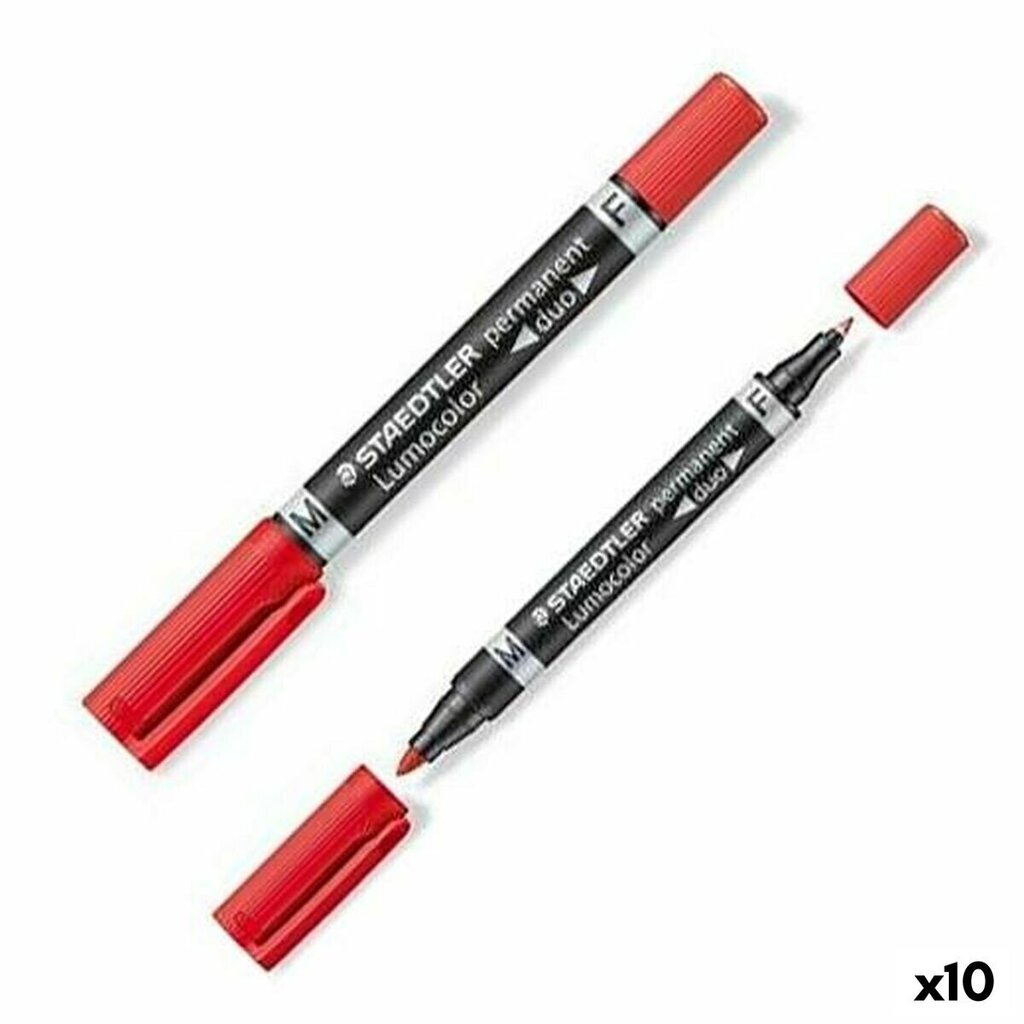 Püsimarker Staedtler Lumocolor 348 Double Punane 10 Ühikut цена и информация | Kirjutusvahendid | kaup24.ee