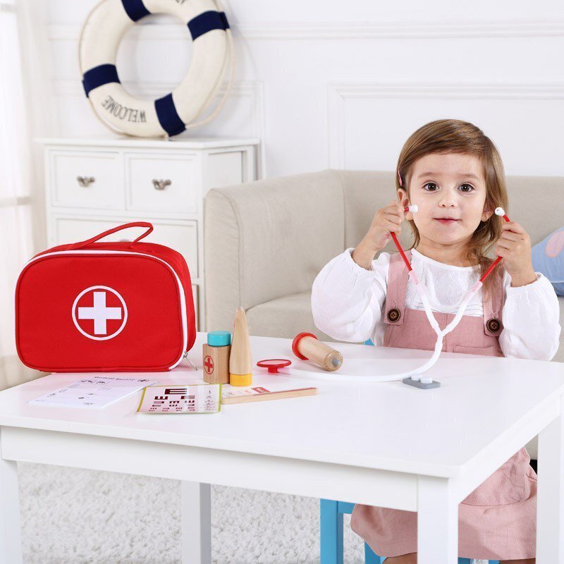 Puidust arstikomplekt kohvris hind ja info | Tüdrukute mänguasjad | kaup24.ee