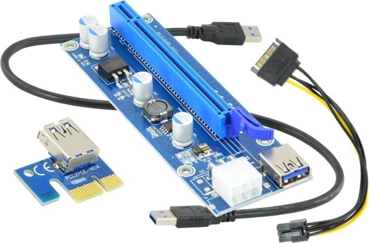 Akyga Riser PCI-E 1x – 16x USB 3.0 (AK-CA-64) hind ja info | Komponentide tarvikud | kaup24.ee