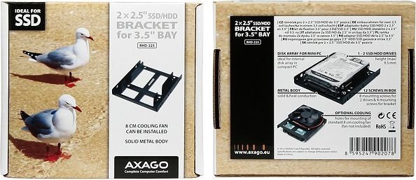 Axago Adapter 2x 2.5" to 3.5" (RHD-225) hind ja info | Komponentide tarvikud | kaup24.ee