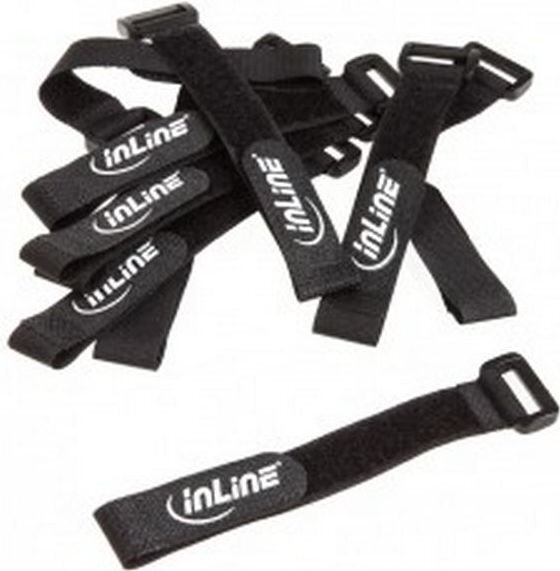 InLine Cable Strips 20x200mm 10 pcs, Black (59945F) hind ja info | Komponentide tarvikud | kaup24.ee