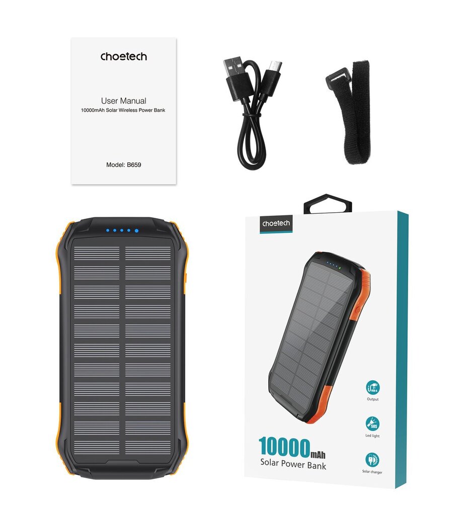 Choetech Solar B659 10000mAh hind ja info | Akupangad | kaup24.ee