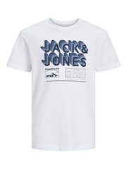 Laste T-särk Jack & Jones 12234450*03, valge 5715368821604 hind ja info | Poiste särgid | kaup24.ee