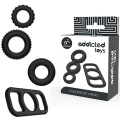 Peenisrõngaste komplekt Addicted Toys, 4 tk, must hind ja info | BDSM ja fetish | kaup24.ee